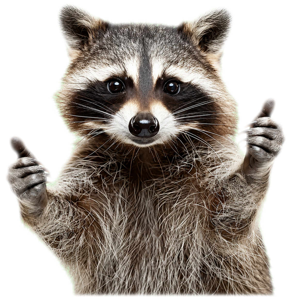 Raccoon giving two thumbs up